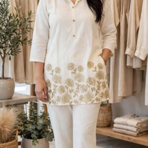 White Thread Work Co-Ord Set